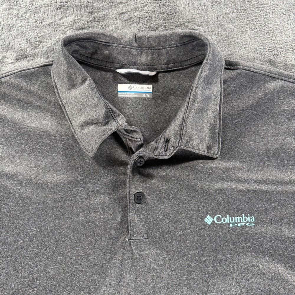 Columbia PFG Terminal Tackle Heather Short Sleeve Polo Shirt Mens XL Gray